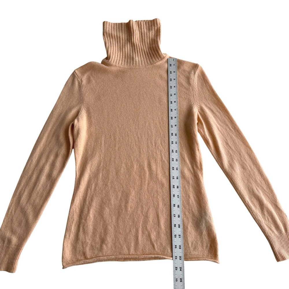 Lafayette 148 Blush Peach Cashmere‎ Fitted Turtleneck Sweater sz Small - Picture 8 of 8